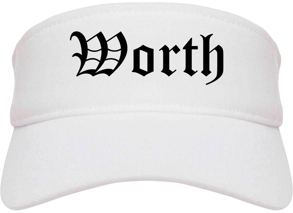 Worth Illinois IL Old English Mens Visor Cap Hat White