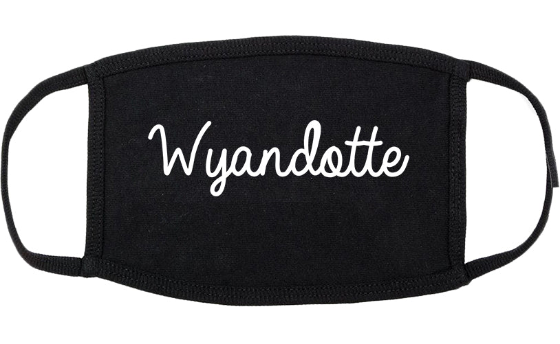 Wyandotte Michigan MI Script Cotton Face Mask Black