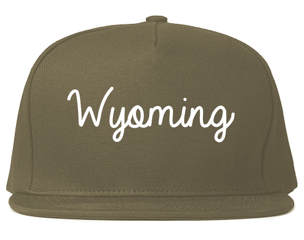 Wyoming Ohio OH Script Mens Snapback Hat Grey