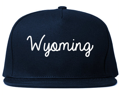Wyoming Ohio OH Script Mens Snapback Hat Navy Blue