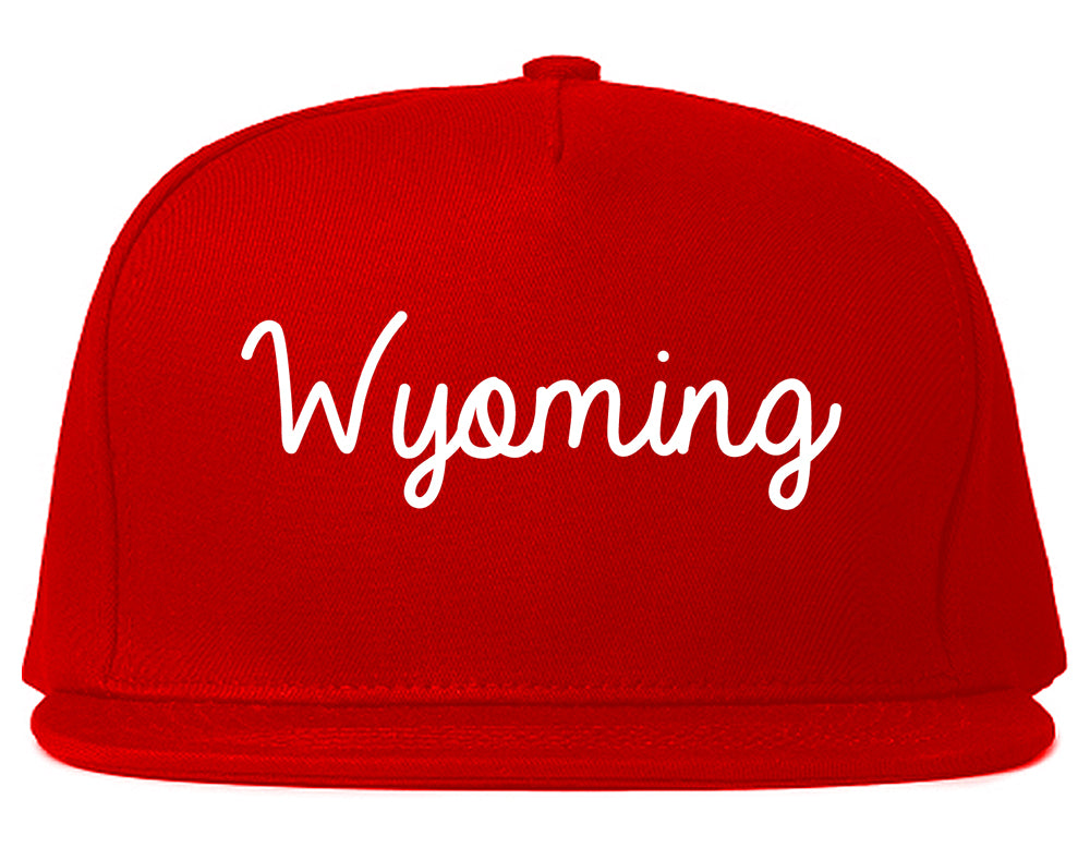 Wyoming Ohio OH Script Mens Snapback Hat Red