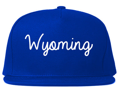 Wyoming Ohio OH Script Mens Snapback Hat Royal Blue