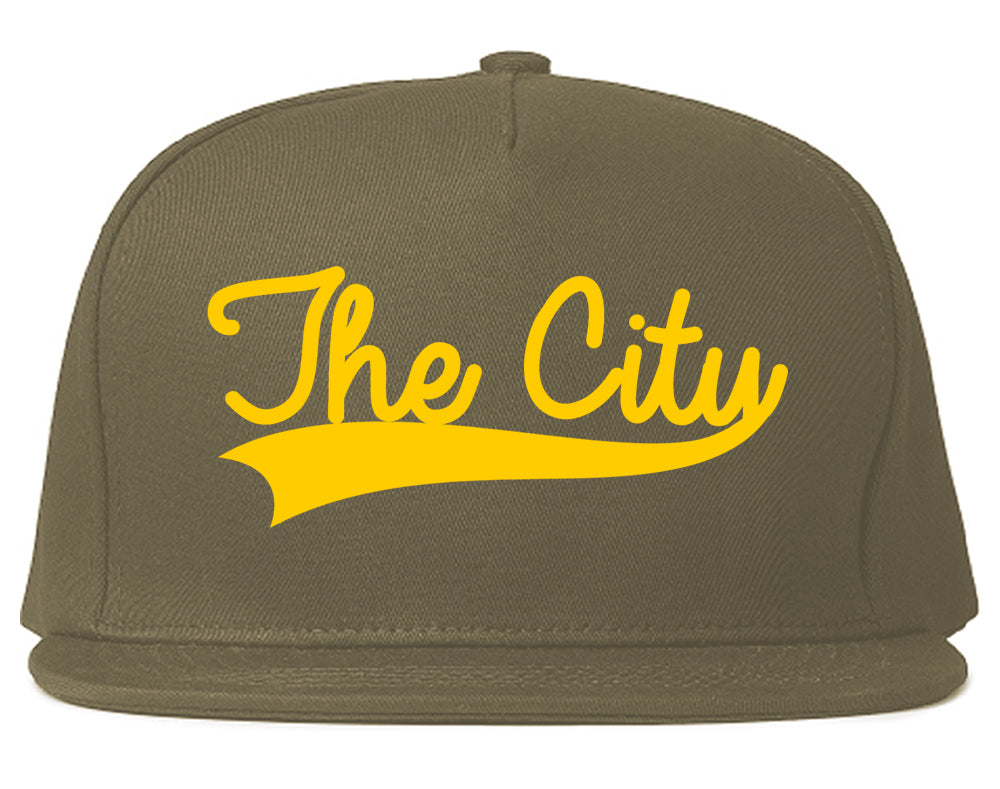 YELLOW The City San Francisco Varsity Logo Mens Snapback Hat Grey