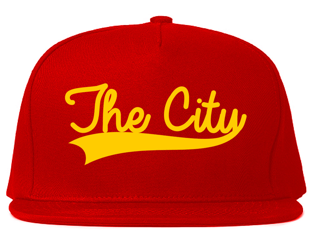 YELLOW The City San Francisco Varsity Logo Mens Snapback Hat Red