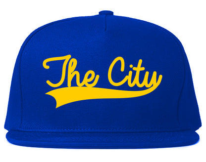 YELLOW The City San Francisco Varsity Logo Mens Snapback Hat Royal Blue