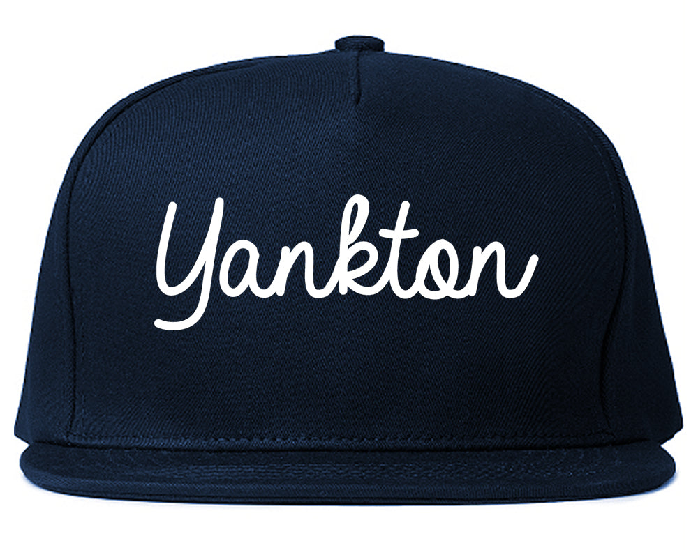 Yankton South Dakota SD Script Mens Snapback Hat Navy Blue
