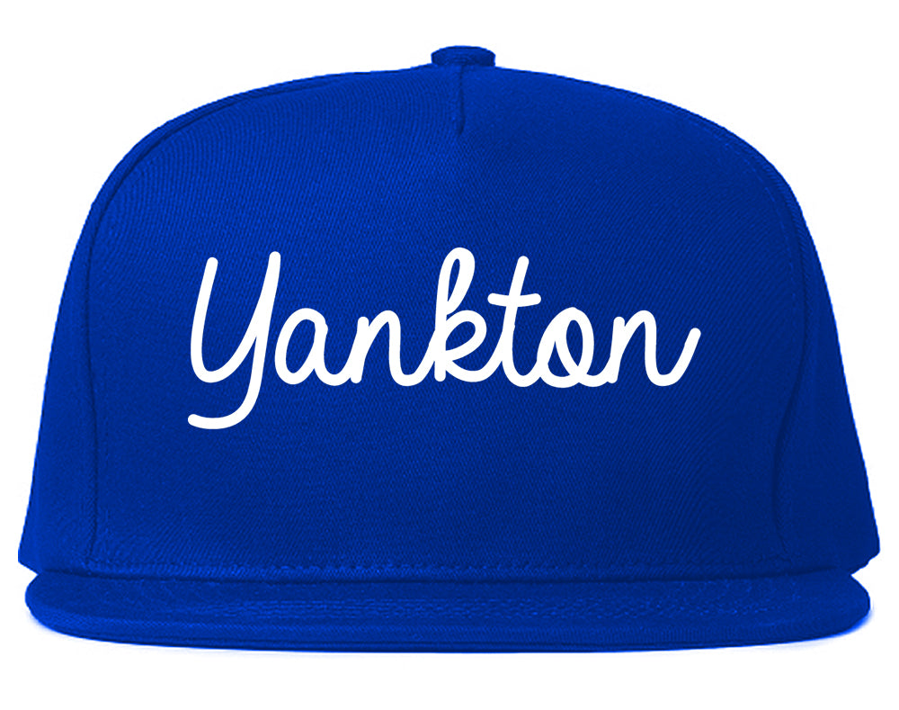 Yankton South Dakota SD Script Mens Snapback Hat Royal Blue