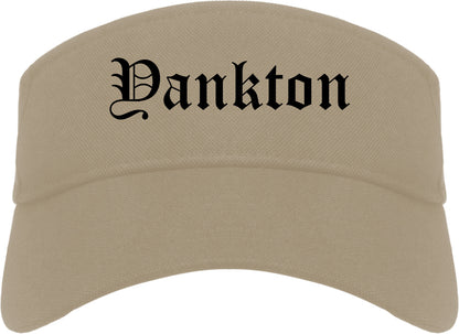 Yankton South Dakota SD Old English Mens Visor Cap Hat Khaki