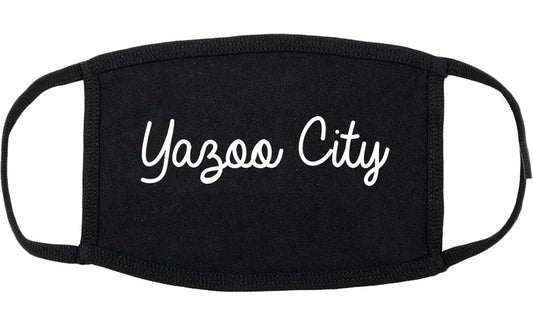 Yazoo City Mississippi MS Script Cotton Face Mask Black