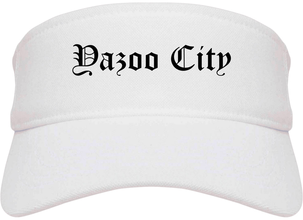Yazoo City Mississippi MS Old English Mens Visor Cap Hat White