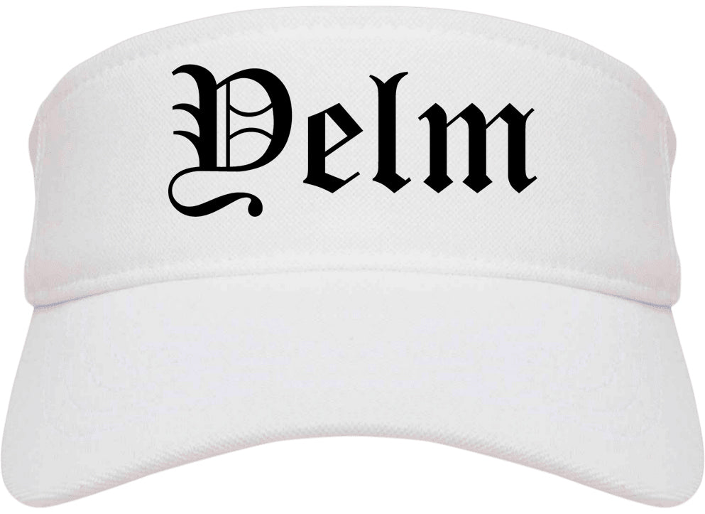 Yelm Washington WA Old English Mens Visor Cap Hat White