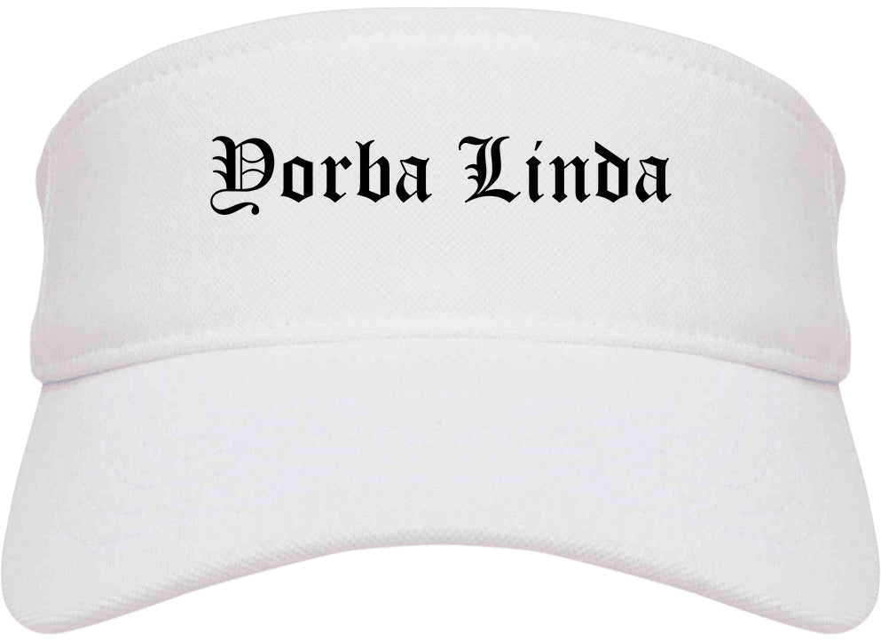 Yorba Linda California CA Old English Mens Visor Cap Hat White