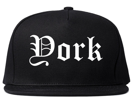York Nebraska NE Old English Mens Snapback Hat Black