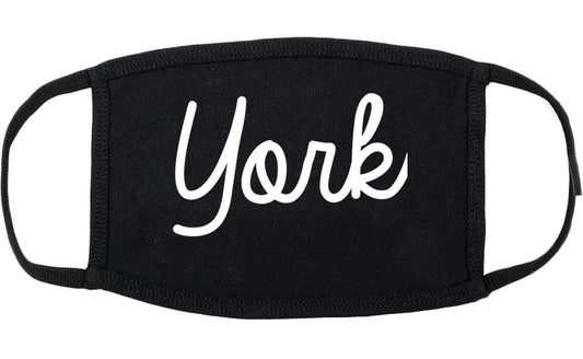 York Nebraska NE Script Cotton Face Mask Black