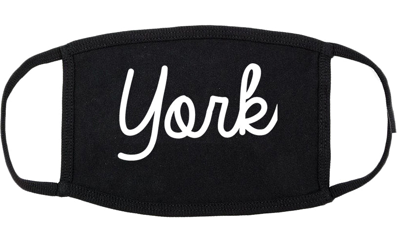 York Pennsylvania PA Script Cotton Face Mask Black