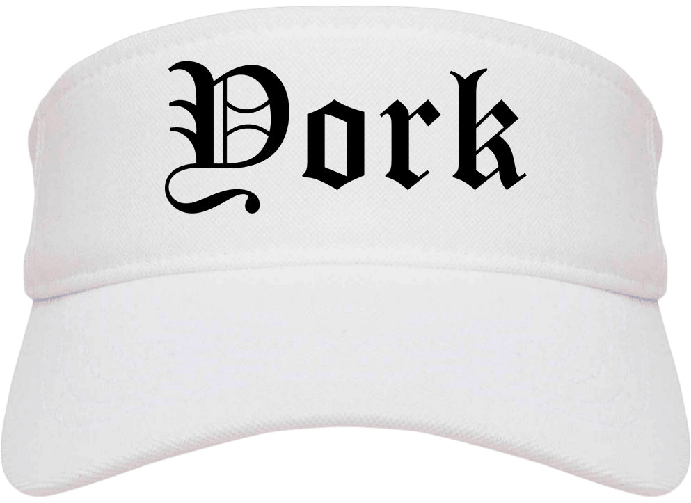 York South Carolina SC Old English Mens Visor Cap Hat White