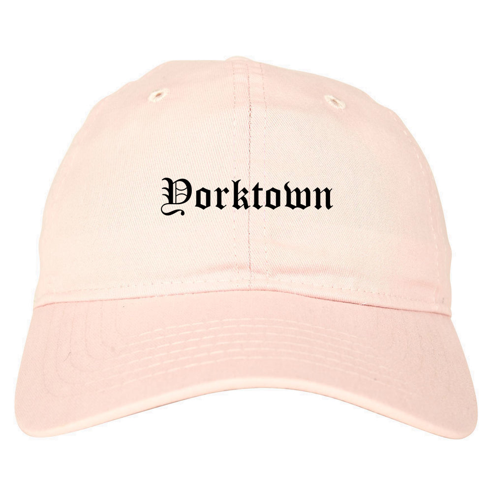 Yorktown Indiana IN Old English Mens Dad Hat Baseball Cap Pink