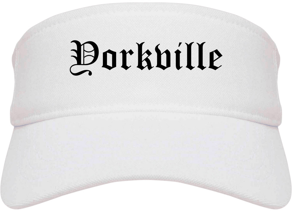 Yorkville Illinois IL Old English Mens Visor Cap Hat White