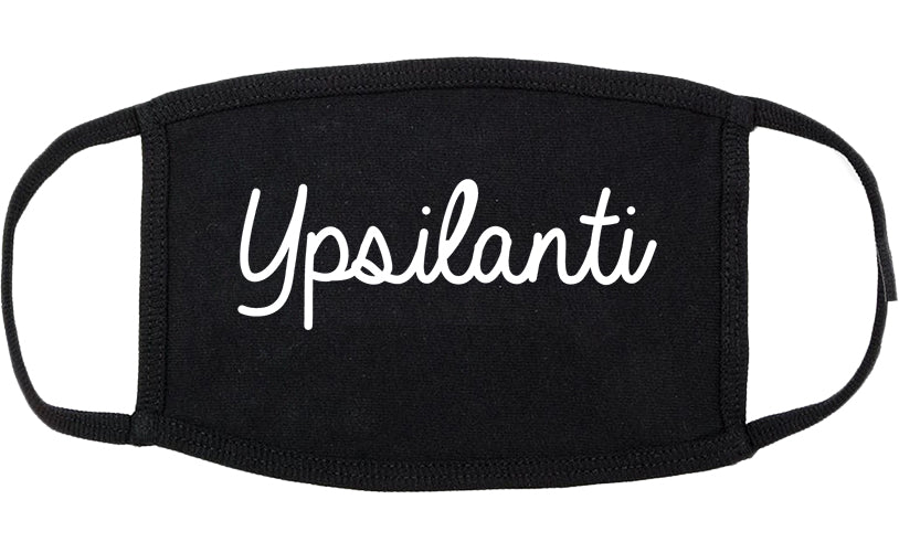 Ypsilanti Michigan MI Script Cotton Face Mask Black