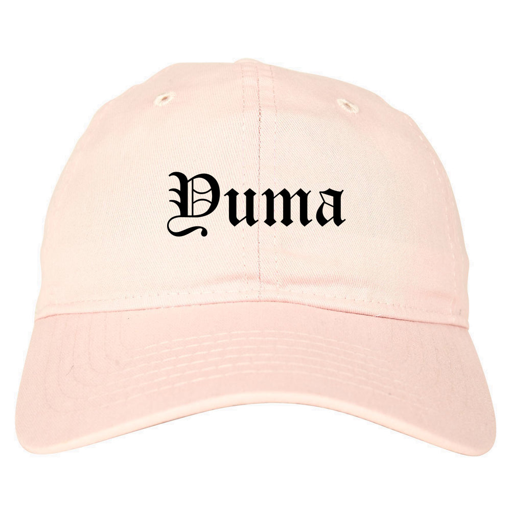 Yuma Arizona AZ Old English Mens Dad Hat Baseball Cap Pink