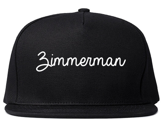 Zimmerman Minnesota MN Script Mens Snapback Hat Black