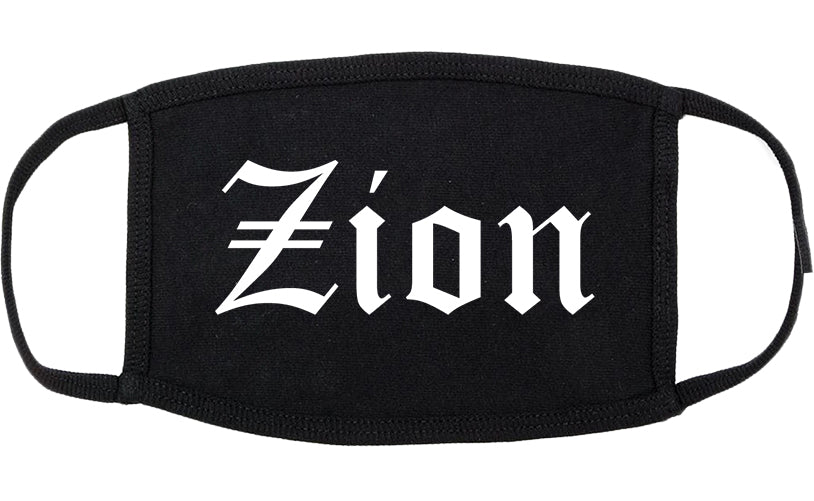 Zion Illinois IL Old English Cotton Face Mask Black