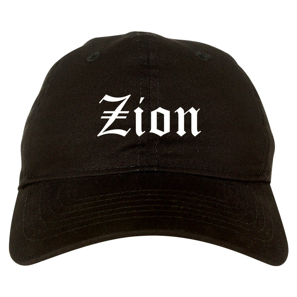 Zion Illinois IL Old English Mens Dad Hat Baseball Cap Black