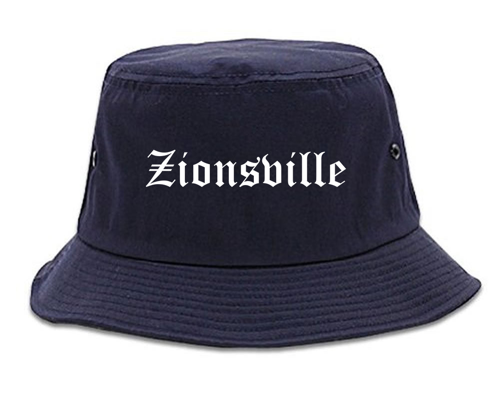 Zionsville Indiana IN Old English Mens Bucket Hat Navy Blue