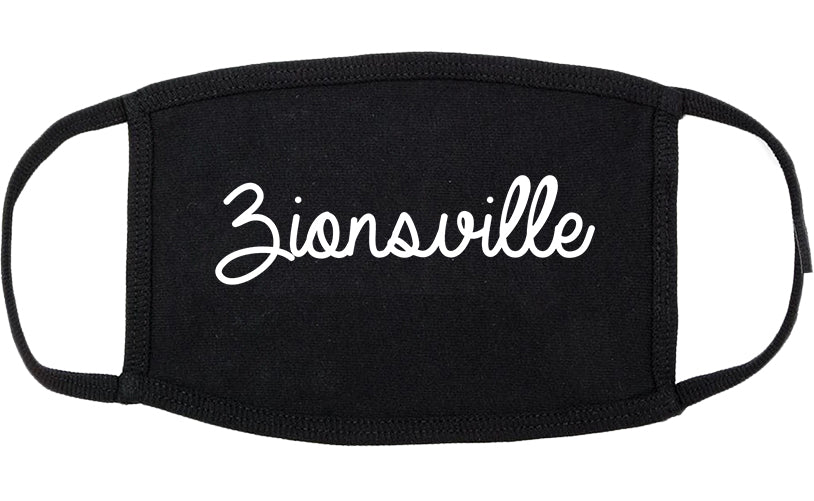 Zionsville Indiana IN Script Cotton Face Mask Black
