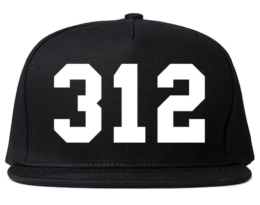 312 Chicago Area Code Illinois Mens Snapback Hat Black