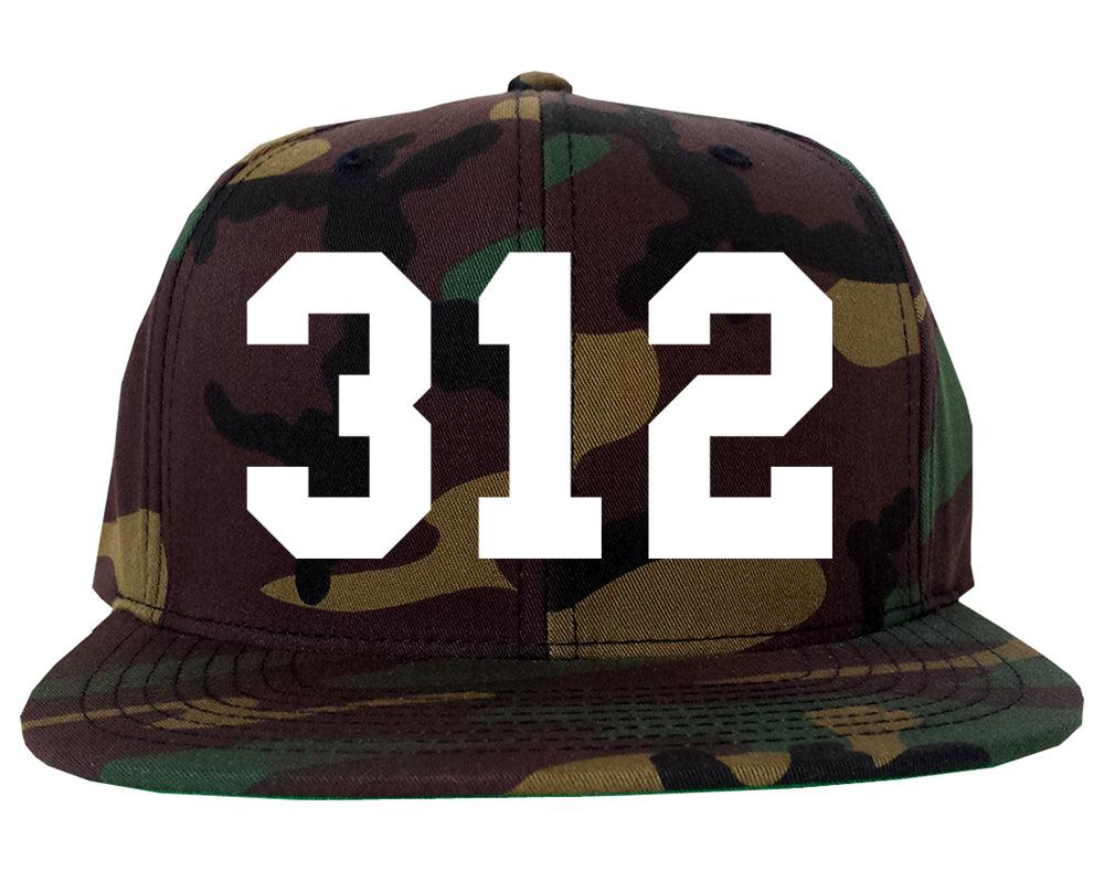 312 Chicago Area Code Illinois Mens Snapback Hat Camo
