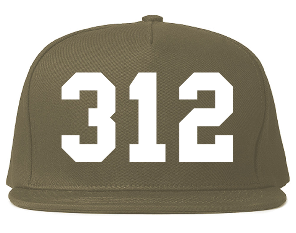 312 Chicago Area Code Illinois Mens Snapback Hat Grey