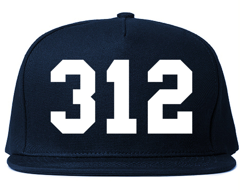 312 Chicago Area Code Illinois Mens Snapback Hat Navy Blue