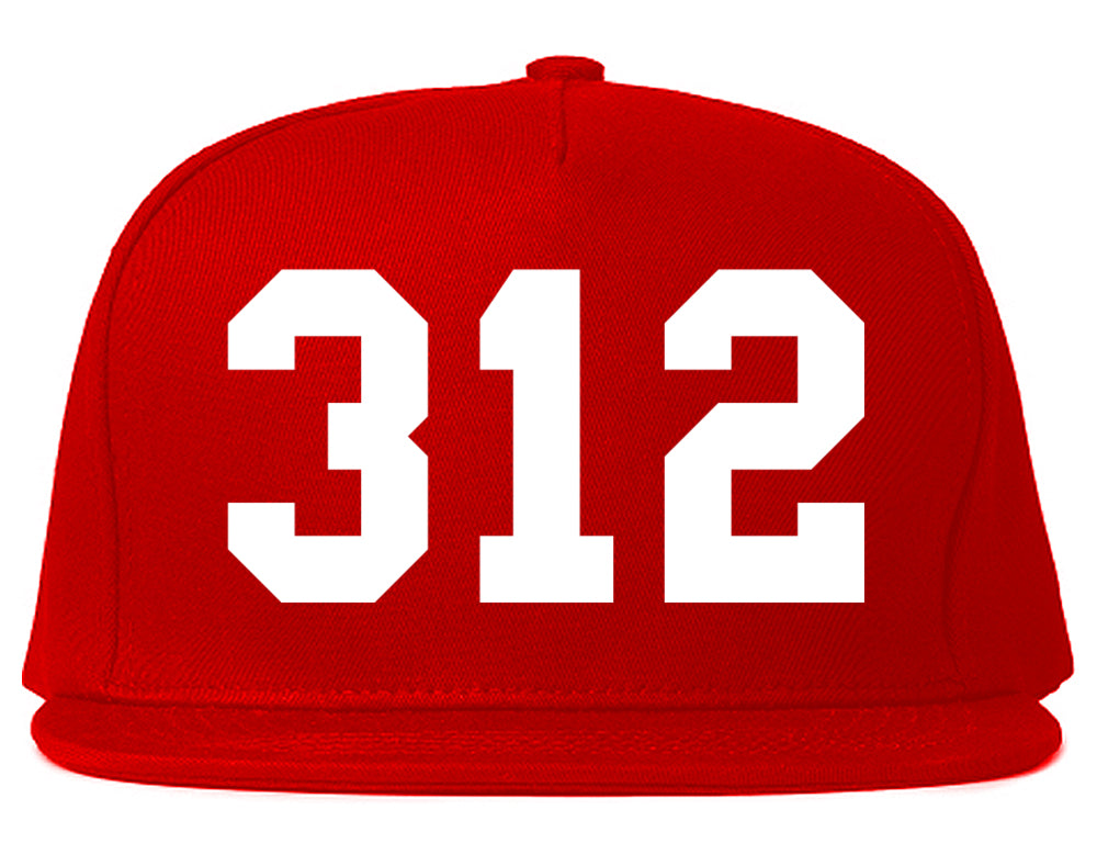 312 Chicago Area Code Illinois Mens Snapback Hat Red