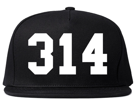 314 Area Code St Louis Missouri Mens Snapback Hat Black