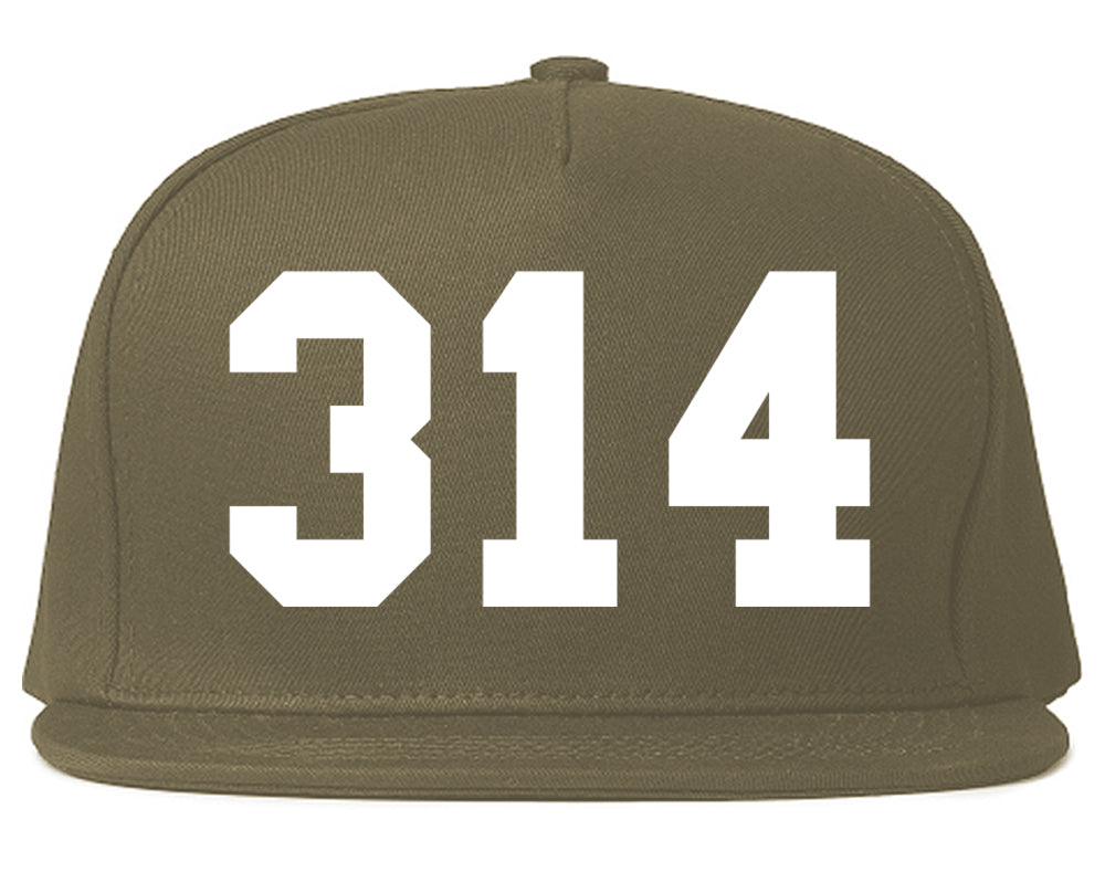 314 Area Code St Louis Missouri Mens Snapback Hat Grey