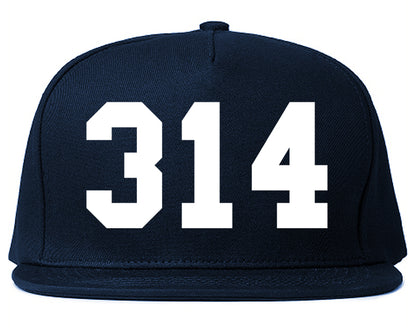 314 Area Code St Louis Missouri Mens Snapback Hat Navy Blue