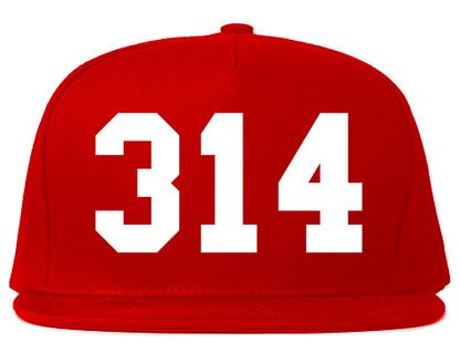 314 Area Code St Louis Missouri Mens Snapback Hat Red