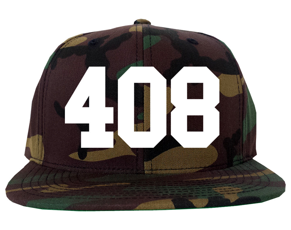 408 Area Code San Jose California Mens Snapback Hat Camo