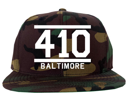 410 Area Code Baltimore Maryland Mens Snapback Hat Camo