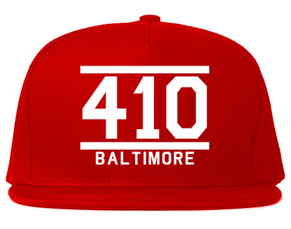 410 Area Code Baltimore Maryland Mens Snapback Hat Red