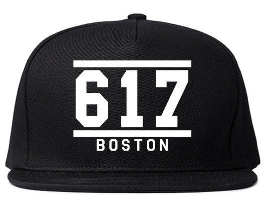 617 Area Code Boston Massachusetts Mens Snapback Hat Black