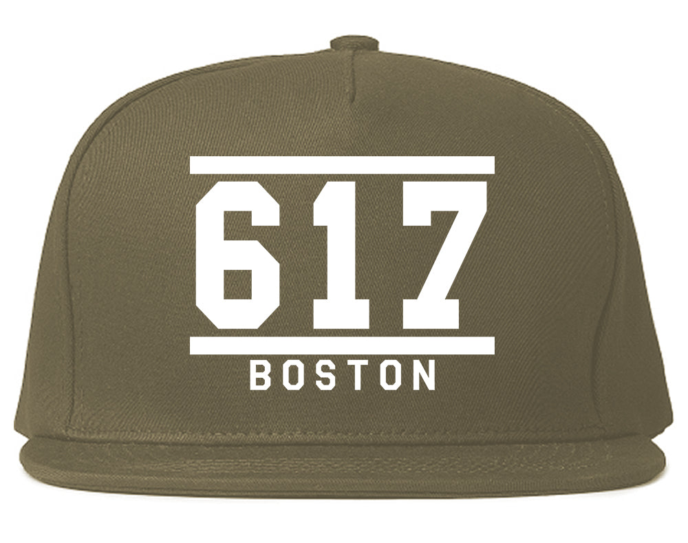 617 Area Code Boston Massachusetts Mens Snapback Hat Grey