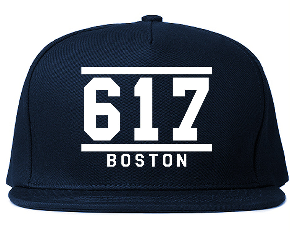617 Area Code Boston Massachusetts Mens Snapback Hat Navy Blue