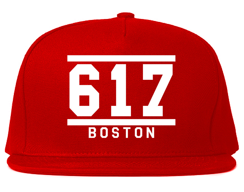 617 Area Code Boston Massachusetts Mens Snapback Hat Red