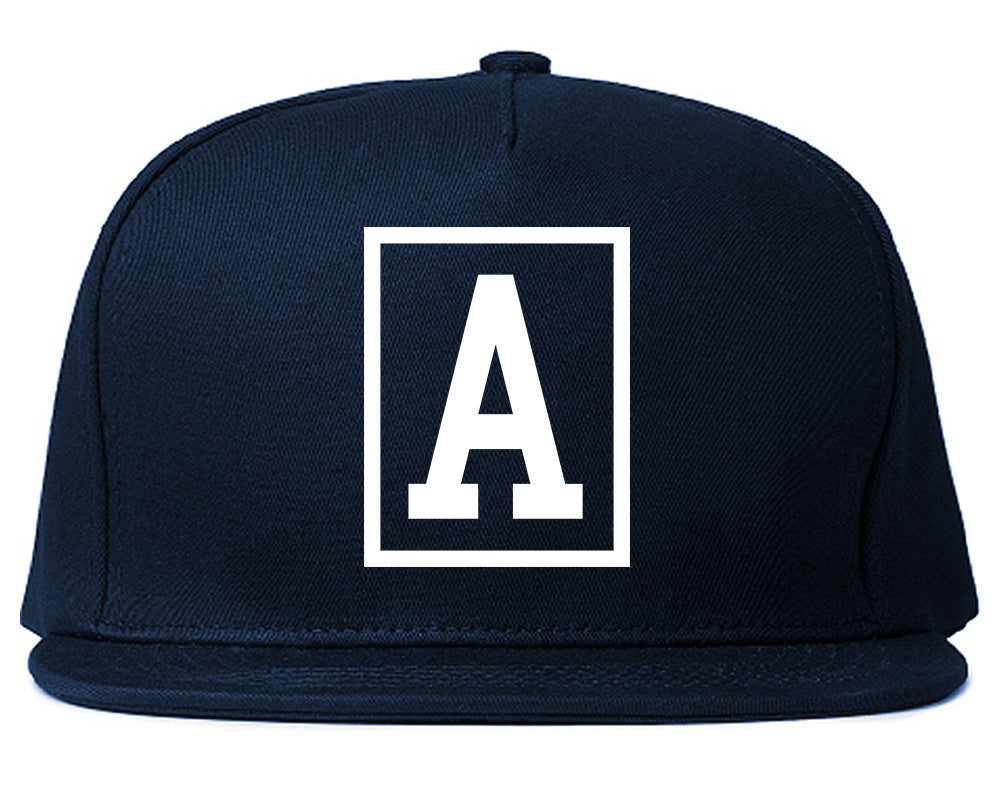 A Anaheim California Box Logo Mens Snapback Hat Navy Blue