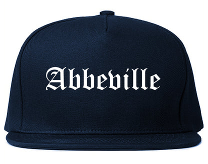 Abbeville Louisiana LA Old English Mens Snapback Hat Navy Blue