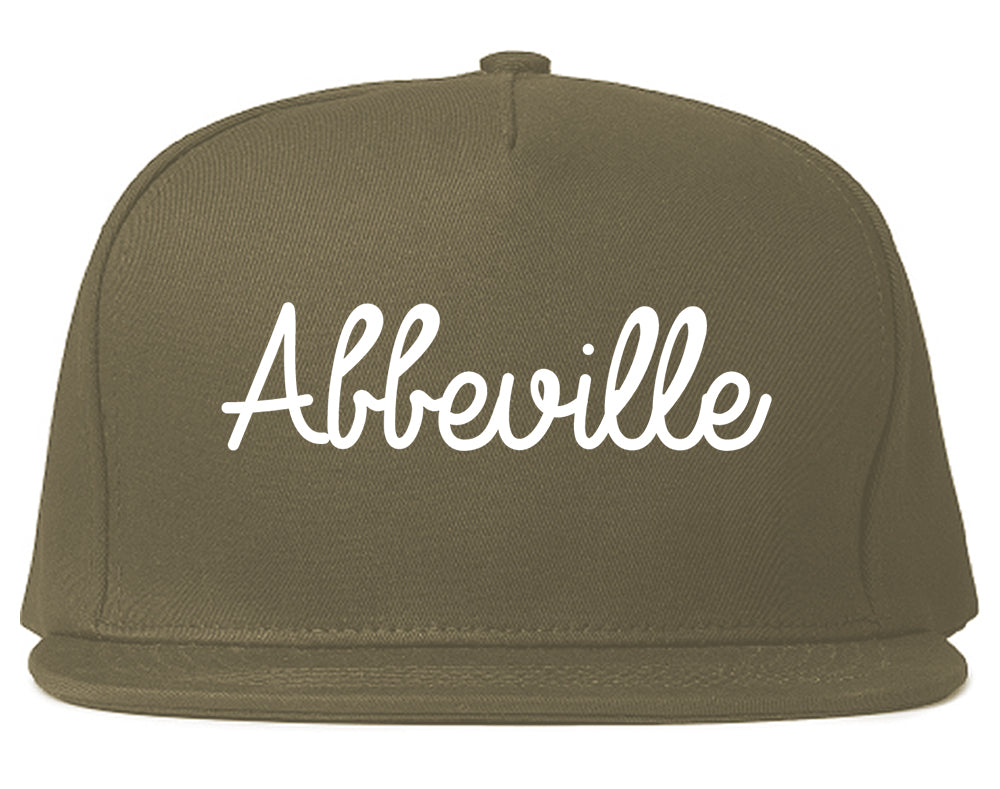 Abbeville Louisiana LA Script Mens Snapback Hat Grey