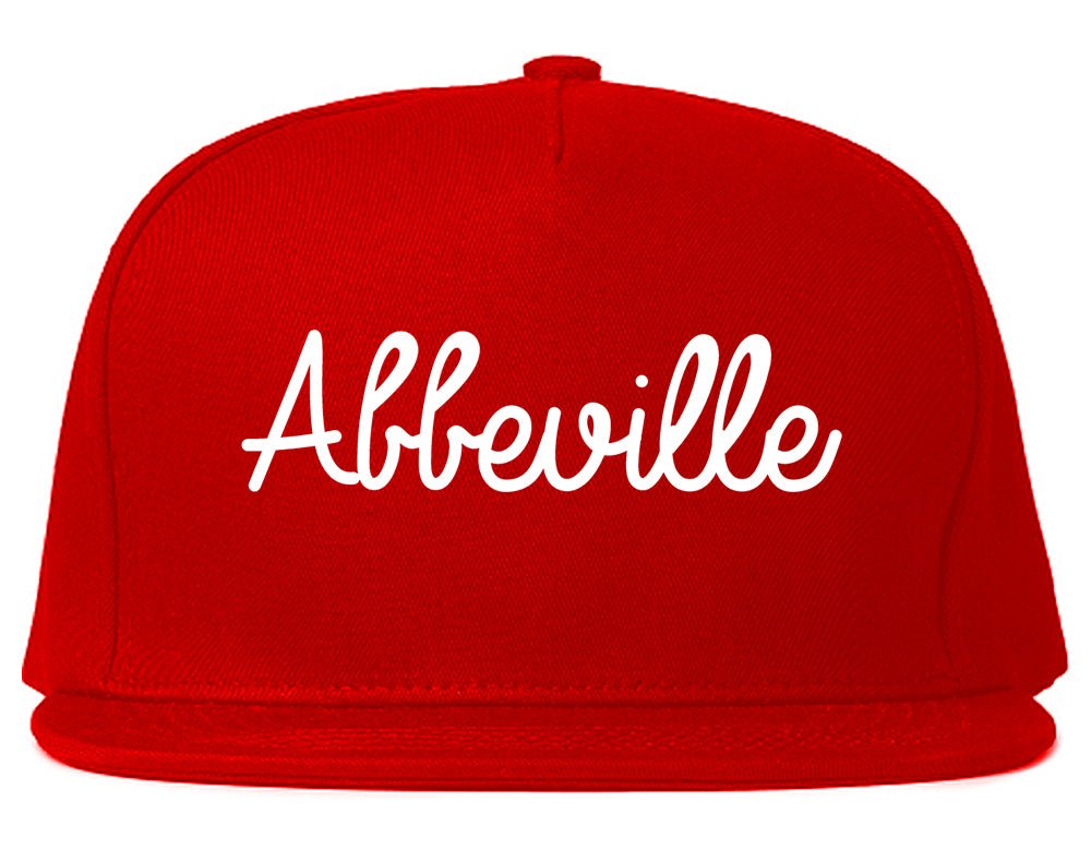 Abbeville Louisiana LA Script Mens Snapback Hat Red