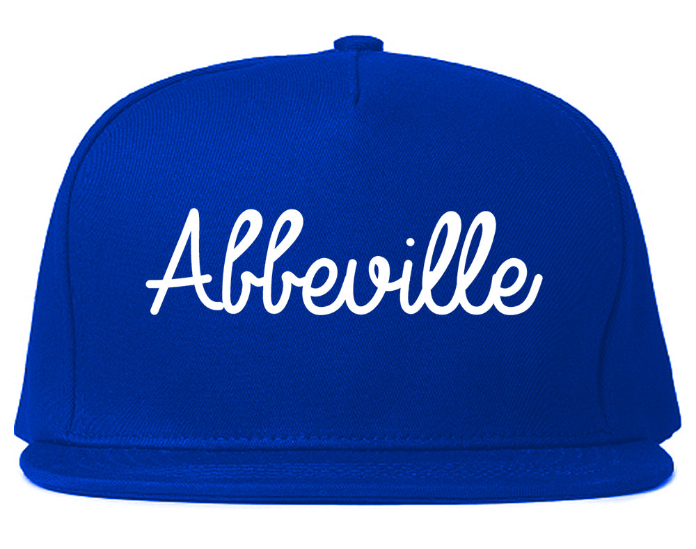 Abbeville Louisiana LA Script Mens Snapback Hat Royal Blue